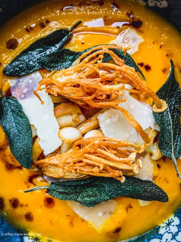 squash soup with mushrooms