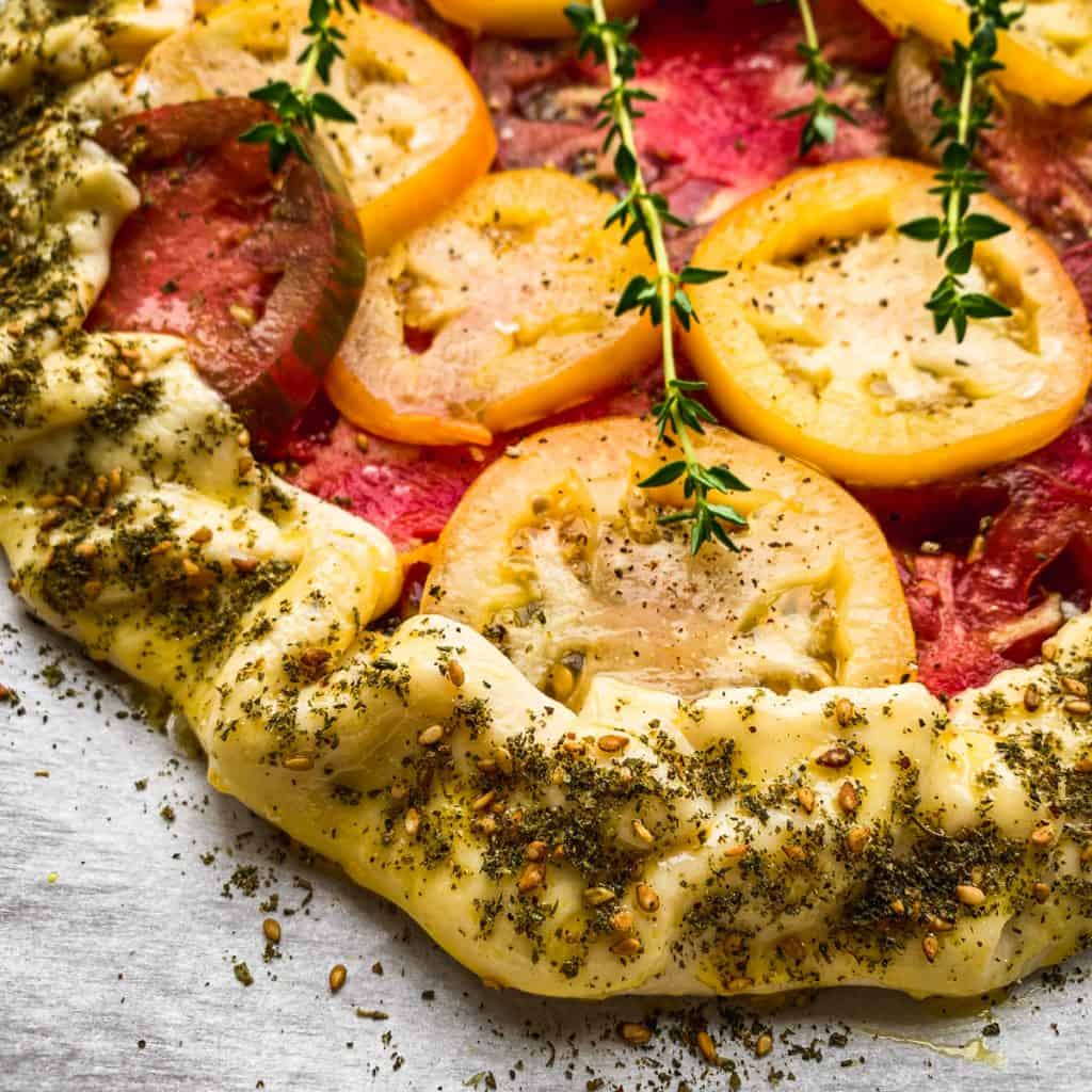 galette crust sprinkled with spices.