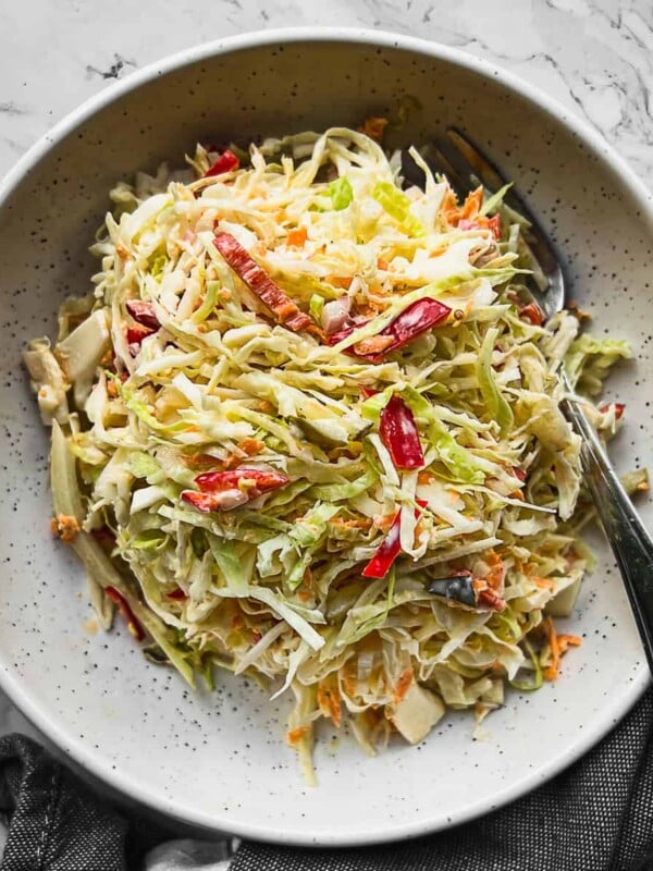 coleslaw plated in a small plate.