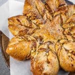 Star bread on a board.
