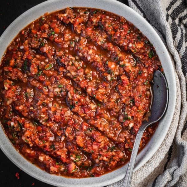 Bowl of Turkish Ezme Salad.