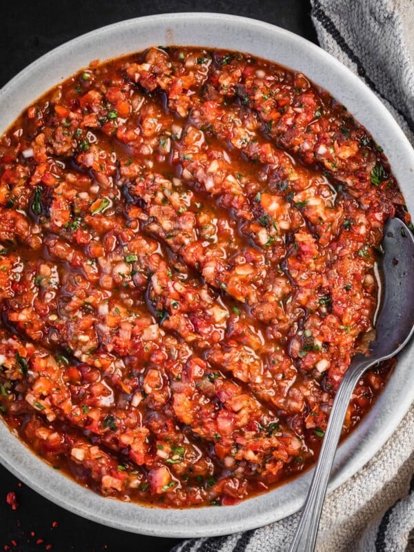 Bowl of Turkish Ezme Salad.