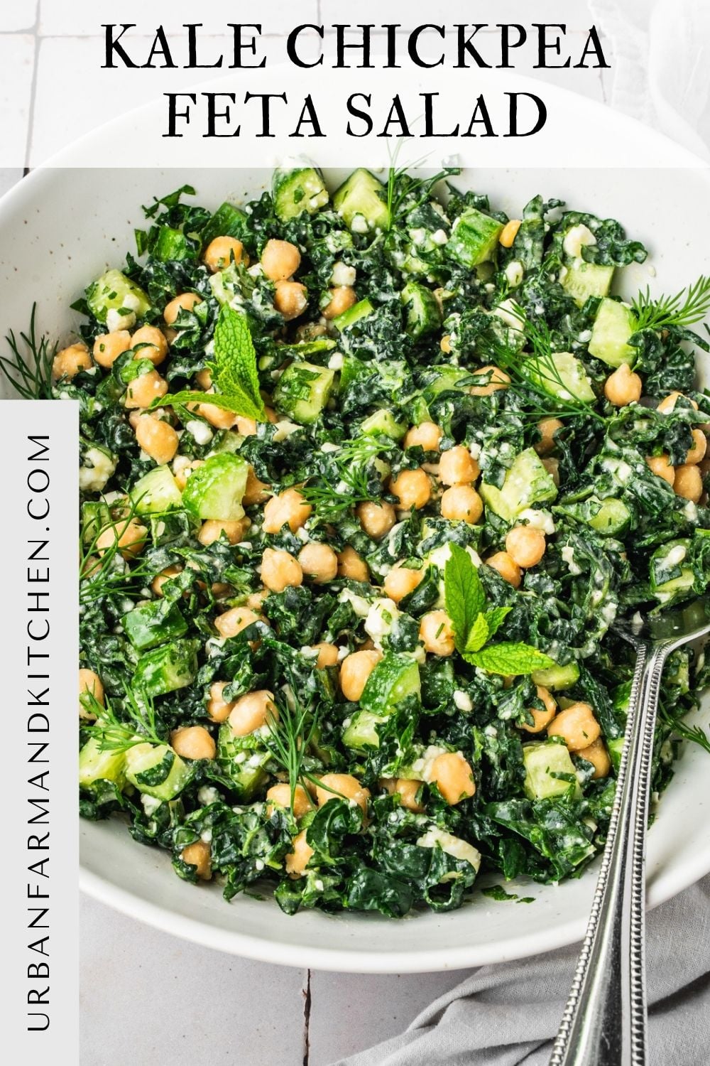 Kale Chickpea Salad with Lemon Tahini Dressing - Urban Farm and Kitchen
