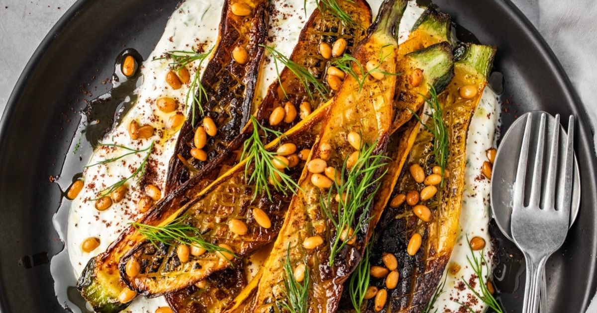 Charred Zucchini with Garlic Yogurt Side Dish - Urban Farm and Kitchen