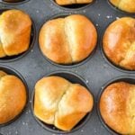 Double cheeked buns in a muffin tin.
