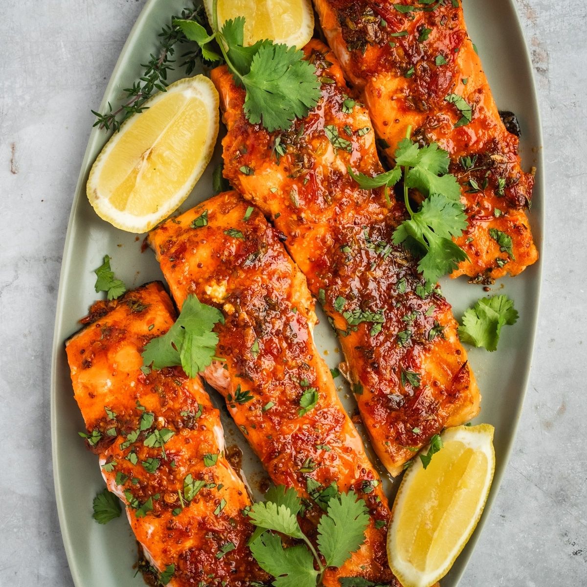 Honey Harissa Salmon (with Garlic, Thyme and Lemon) - Urban Farm