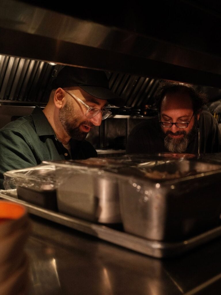 Luay and Chef Fadi Kattan at Louf preparing mafghoussa.