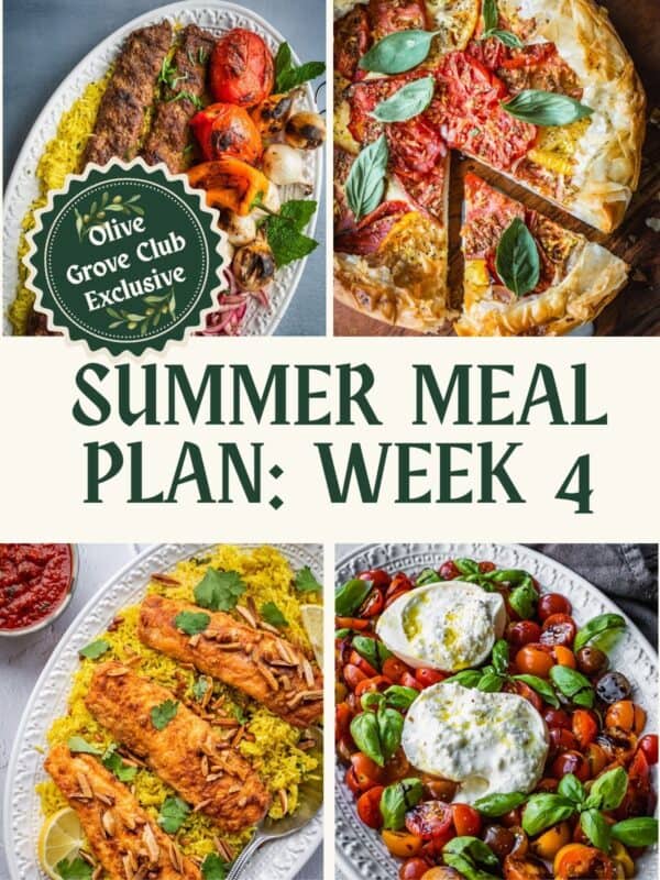Collage of different recipes, including Kebab, tomato pie, fried fish and more.